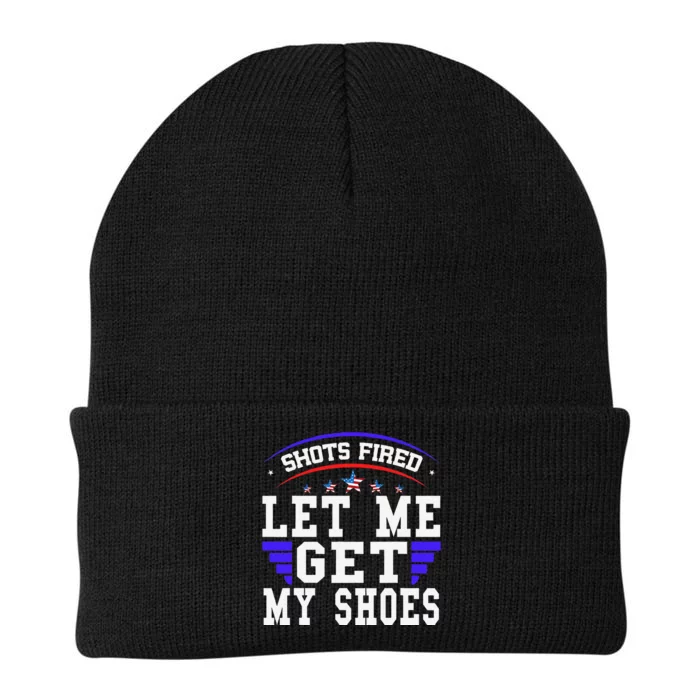 Funny Saying Shots Fired Maga Let Me Get My Shoes Knit Cap Winter Beanie