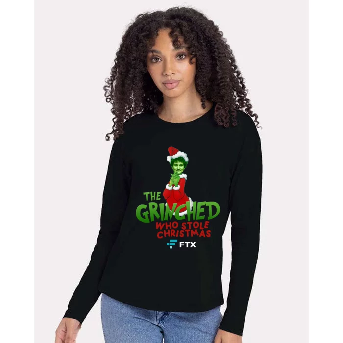 FTX SBF The Grinched Who Stole Christmas Funny Sam Bankman Fried Womens Cotton Relaxed Long Sleeve T-Shirt