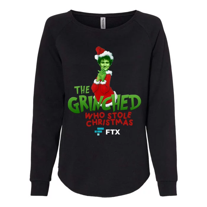 FTX SBF The Grinched Who Stole Christmas Funny Sam Bankman Fried Womens California Wash Sweatshirt