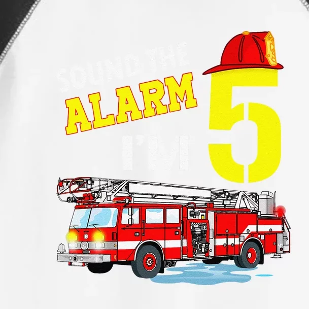 Funny Sound The Alarm I'm 5 Little Firefighter 5th Birthday Toddler Fine Jersey T-Shirt