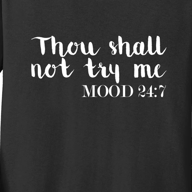 Funny Sarcastic Thou Shall Not Try Me Gift Kids Long Sleeve Shirt