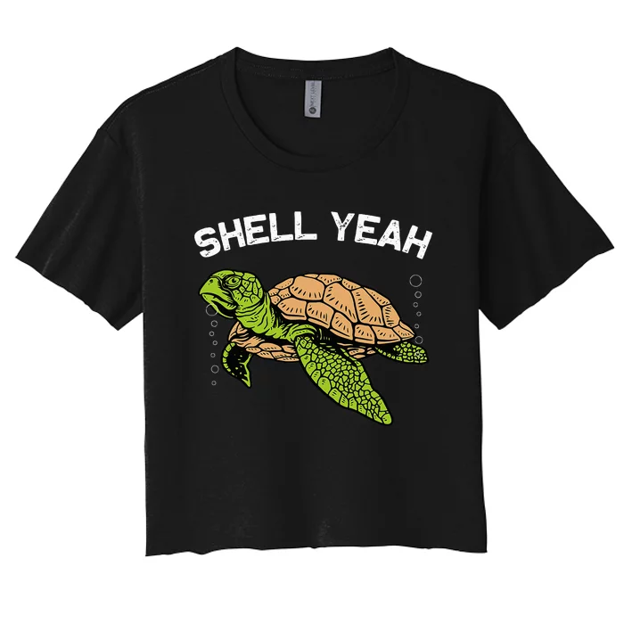 Funny Sea Turtle Art For Sea Turtle Animal Lover Women's Crop Top Tee