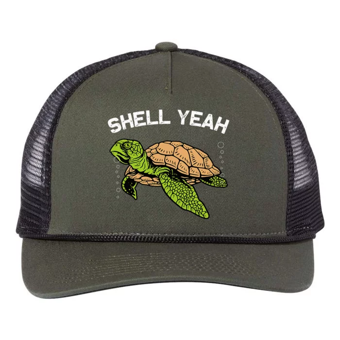 Funny Sea Turtle Art For Sea Turtle Animal Lover Retro Rope Trucker Hat Cap