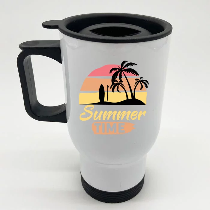 Fun Summer Time Happenings Sunshine Beaches Surfing Swimming Great Gift Front & Back Stainless Steel Travel Mug