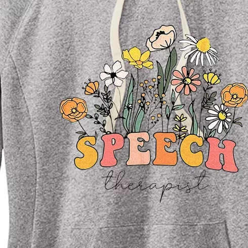 Floral Speech Therapy Speech Language Pathologist Therapist Women's Fleece Hoodie