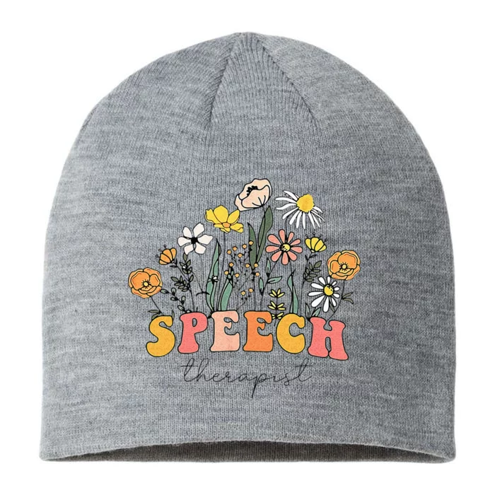 Floral Speech Therapy Speech Language Pathologist Therapist 8 1/2in Sustainable Knit Beanie