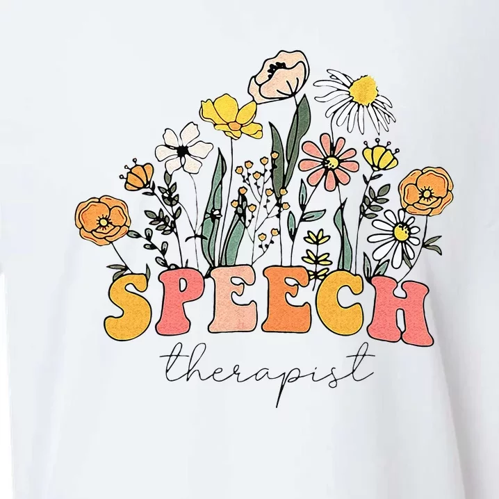 Floral Speech Therapy Speech Language Pathologist Therapist Sueded Cloud Jersey T-Shirt