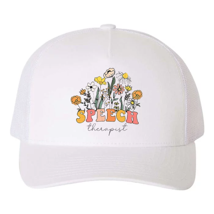 Floral Speech Therapy Speech Language Pathologist Therapist Yupoong Adult 5-Panel Trucker Hat