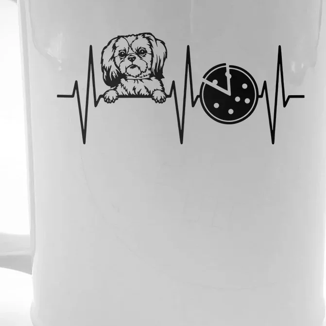 Funny Shih Tzu Pizza Dog EKG Shih Tzu Lover Front & Back Beer Stein