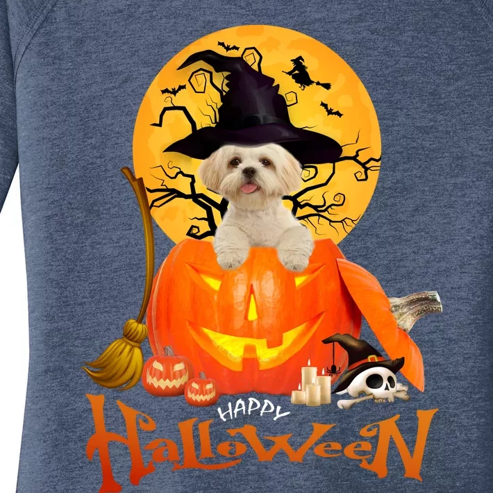 Funny Shih Tzu Spooky Halloween Women's Perfect Tri Tunic Long Sleeve Shirt