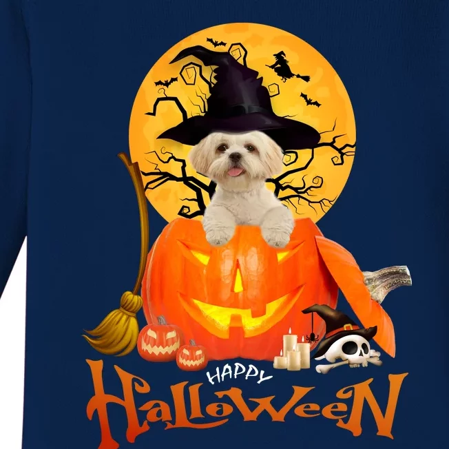 Funny Shih Tzu Spooky Halloween Baby Long Sleeve Bodysuit