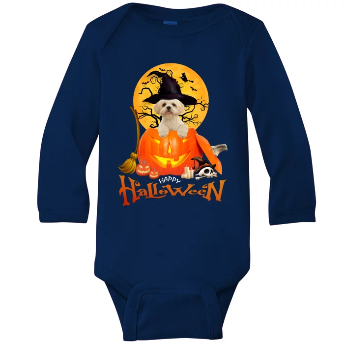 Funny Shih Tzu Spooky Halloween Baby Long Sleeve Bodysuit