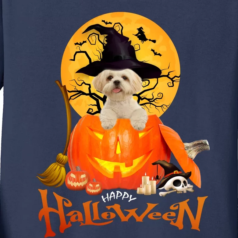 Funny Shih Tzu Spooky Halloween Kids Long Sleeve Shirt