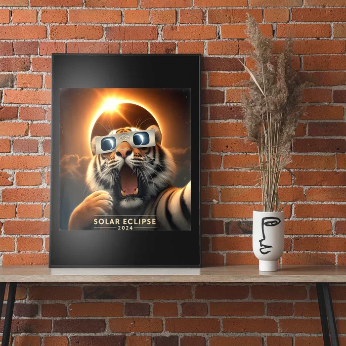 Funny Selfie Tiger Solar Eclipse Poster