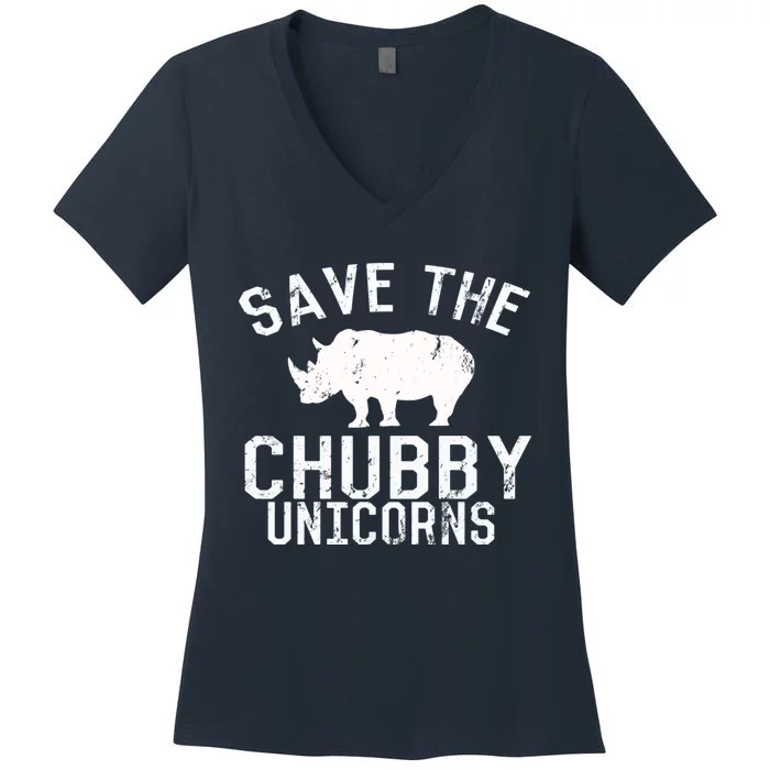 Funny Save the Chubby Unicorns Fat Rhino Hoodie Women's V-Neck T-Shirt