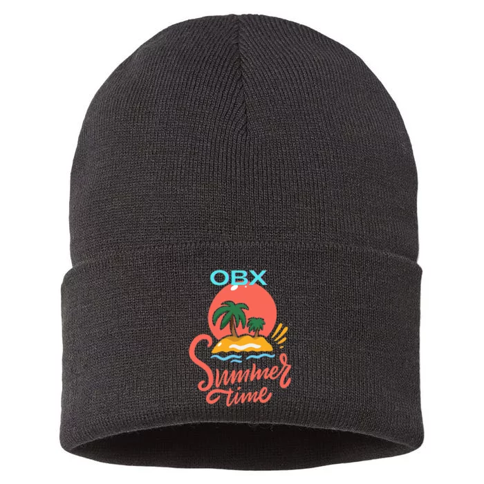 Fun Summer Time Beach Ocean Breeze Sand Palm Trees Sun Sustainable Knit Beanie