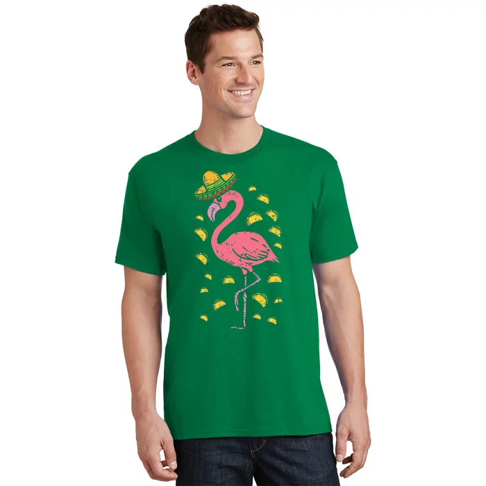 Flamingo Sombrero Tacos Cinco De Mayo Fiesta Mexican T-Shirt