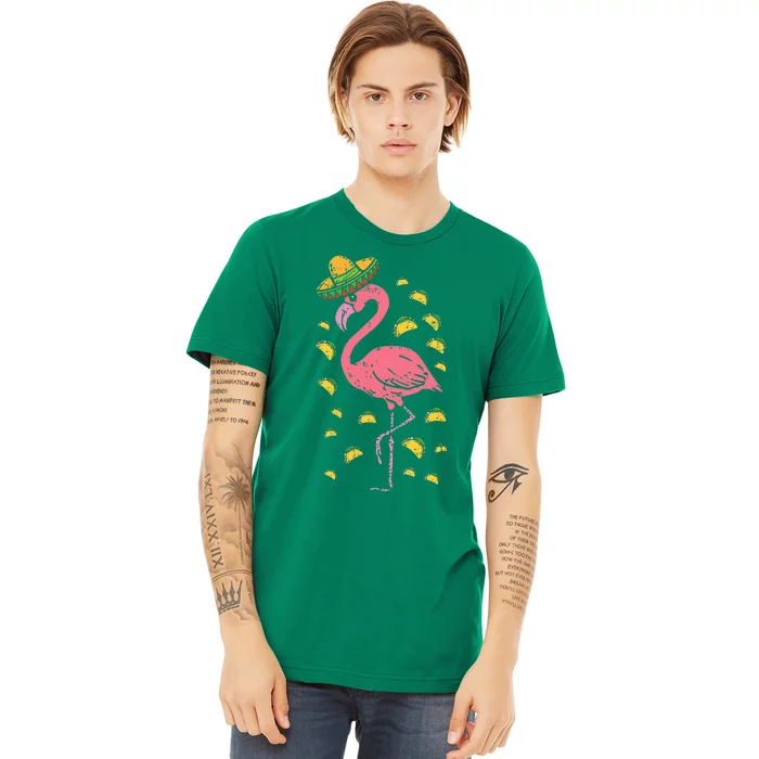 Flamingo Sombrero Tacos Cinco De Mayo Fiesta Mexican Premium T-Shirt