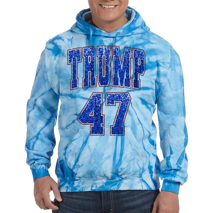 Faux Sequins Trump 2024 President Make America Trump Again Tie Dye Hoodie