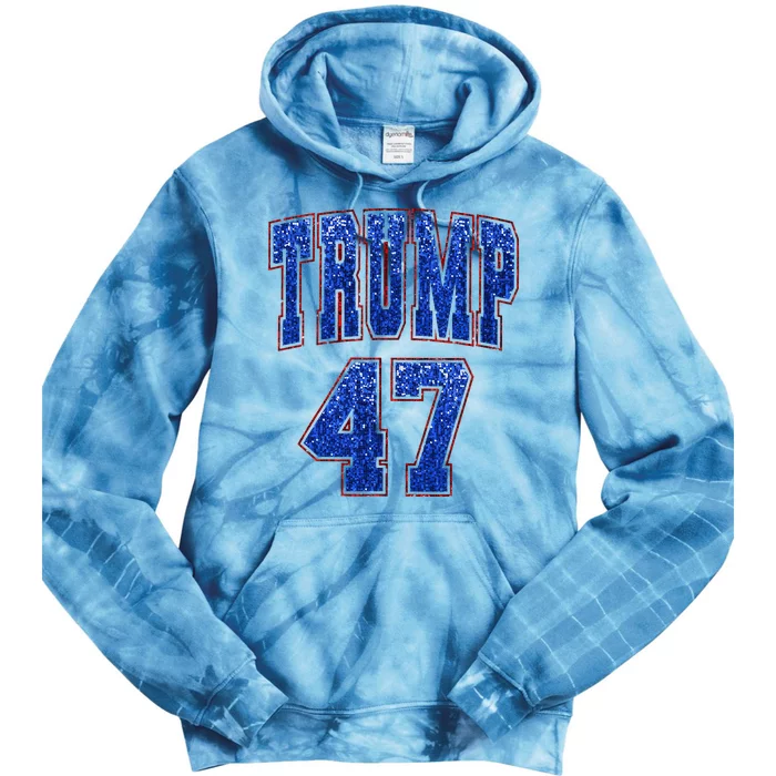 Faux Sequins Trump 2024 President Make America Trump Again Tie Dye Hoodie