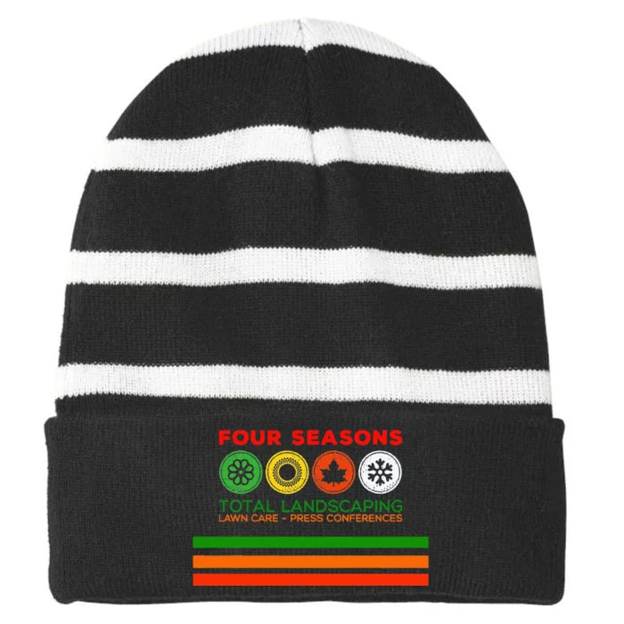 Four Season Total Landscaping Graphic Unisex S Striped Beanie with Solid Band