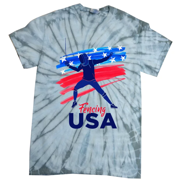 Fencing Support The Team Fencing Player Usa Flag Tie-Dye T-Shirt