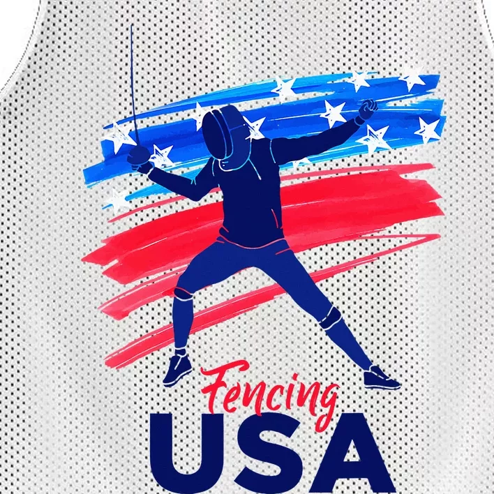 Fencing Support The Team Fencing Player Usa Flag Mesh Reversible Basketball Jersey Tank