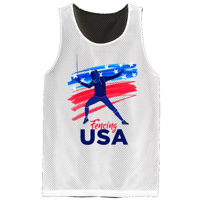 Fencing Support The Team Fencing Player Usa Flag Mesh Reversible Basketball Jersey Tank