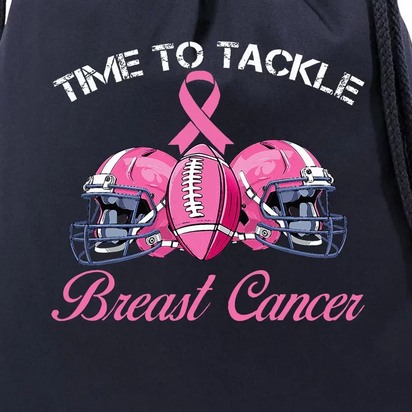 Football Survivor Time To Tackle Breast Cancer Awareness Drawstring Bag