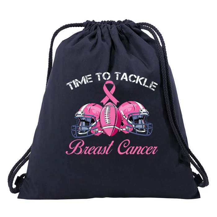 Football Survivor Time To Tackle Breast Cancer Awareness Drawstring Bag