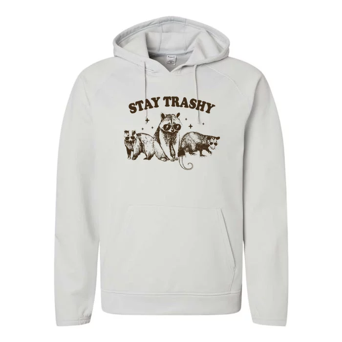 Funny Stay Trashy Raccoons Opossums Squad Team Trash Performance Fleece Hoodie