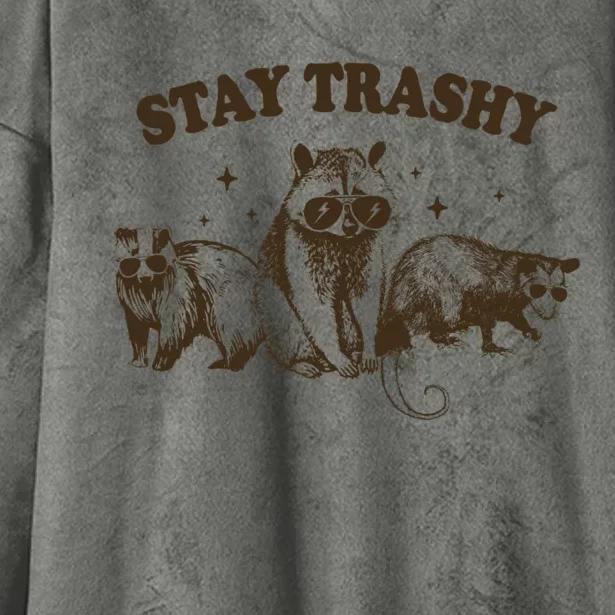 Funny Stay Trashy Raccoons Opossums Squad Team Trash Hooded Wearable Blanket