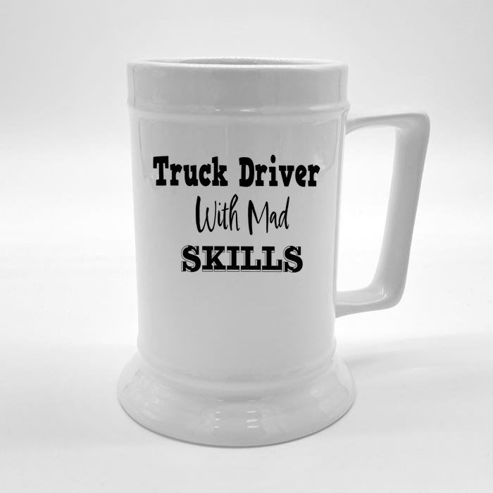 Funny Semi Trailer Diesel Trucker Big Rig Truck Driver Gift Front & Back Beer Stein