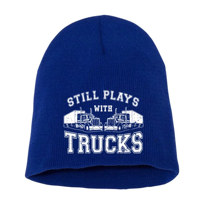 Funny Semi Truck Driver Rig Design Gift For Truckers Gift Short Acrylic Beanie