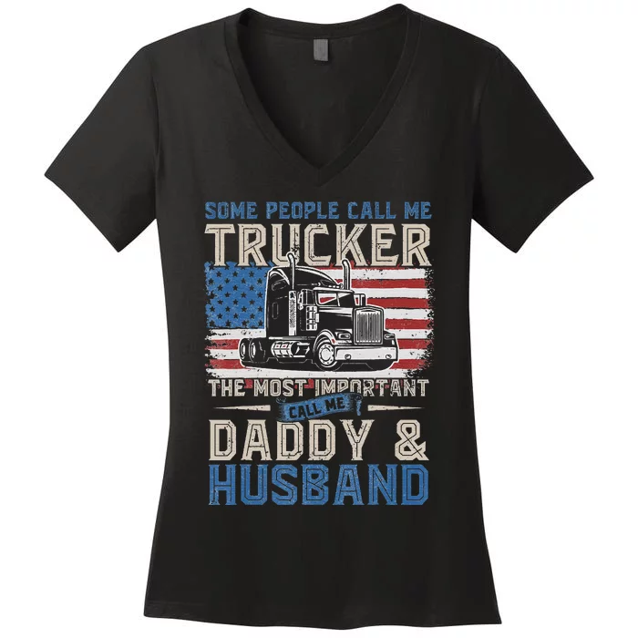 Funny Semi Truck Driver Women's V-Neck T-Shirt