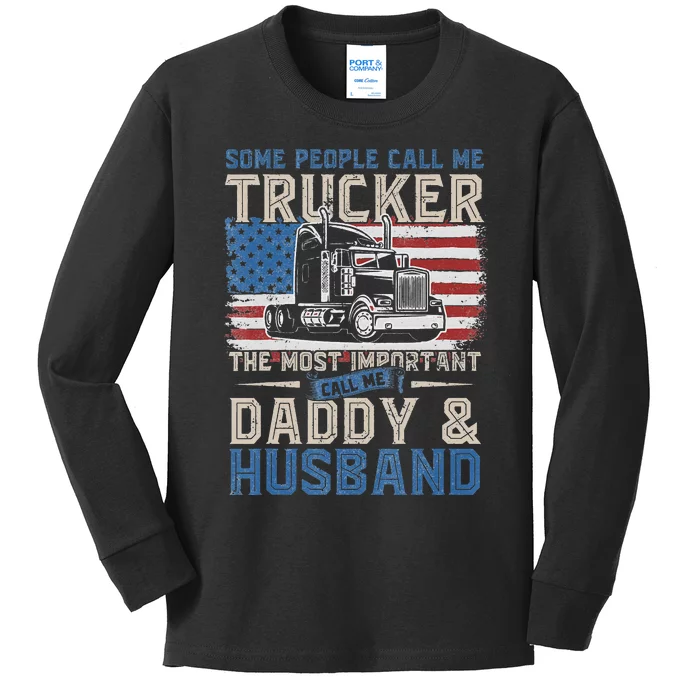 Funny Semi Truck Driver Kids Long Sleeve Shirt