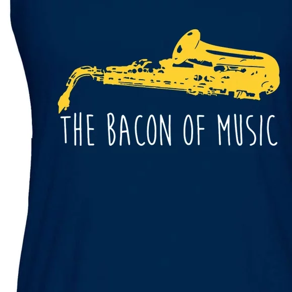 Funny Saxophone The Bacon Of Music Marching Band Sax Player Ladies Essential Flowy Tank