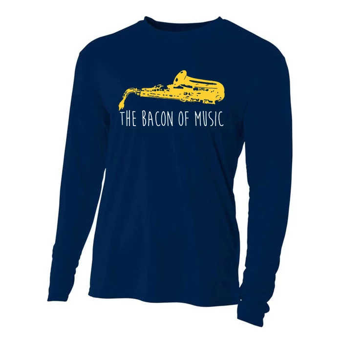 Funny Saxophone The Bacon Of Music Marching Band Sax Player Cooling Performance Long Sleeve Crew