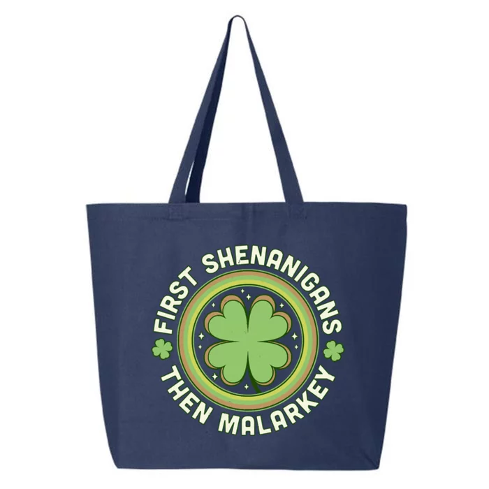 First Shenanigans Then Malarkey Clover Saint Patrick's Day 25L Jumbo Tote