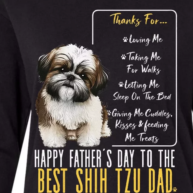 Funny Shih Tzu Dad Happy Fathers Day To The Best Shih Tzu Dad Womens Cotton Relaxed Long Sleeve T-Shirt