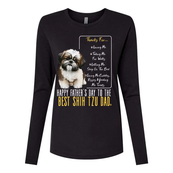 Funny Shih Tzu Dad Happy Fathers Day To The Best Shih Tzu Dad Womens Cotton Relaxed Long Sleeve T-Shirt