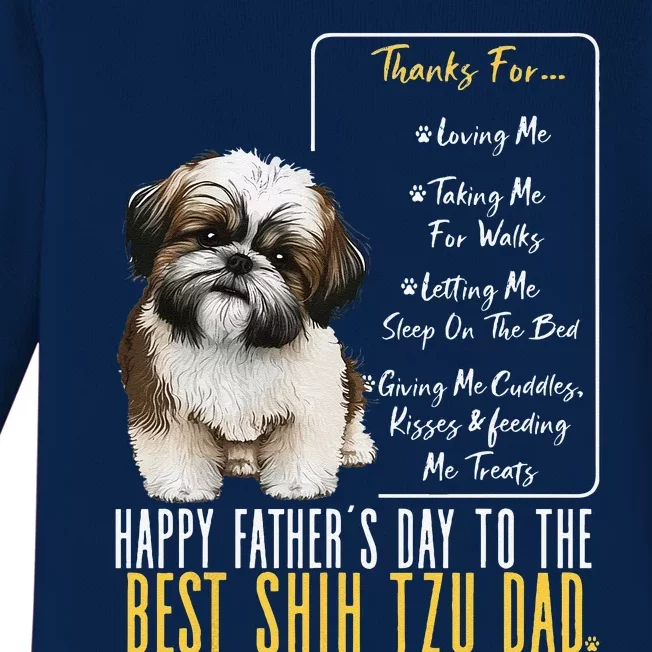 Funny Shih Tzu Dad Happy Fathers Day To The Best Shih Tzu Dad Baby Long Sleeve Bodysuit