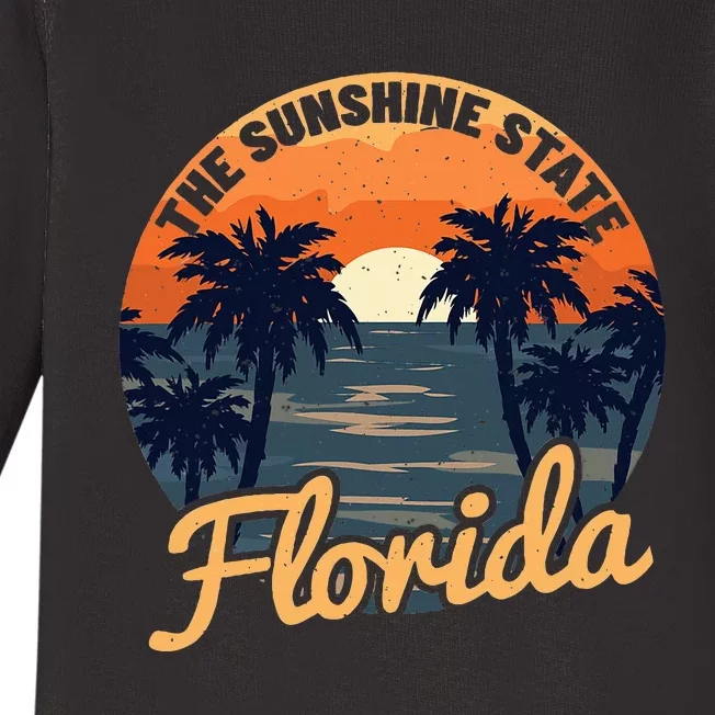 Florida Sunset Throwback Design Classic Baby Long Sleeve Bodysuit