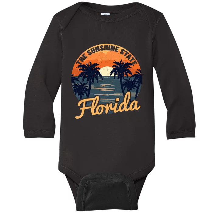 Florida Sunset Throwback Design Classic Baby Long Sleeve Bodysuit