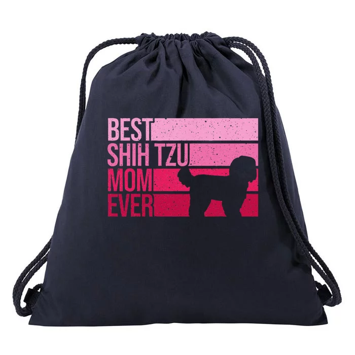 Funny Shih Tzu Mom Art For Funny Mothers Day Dog Lover Drawstring Bag