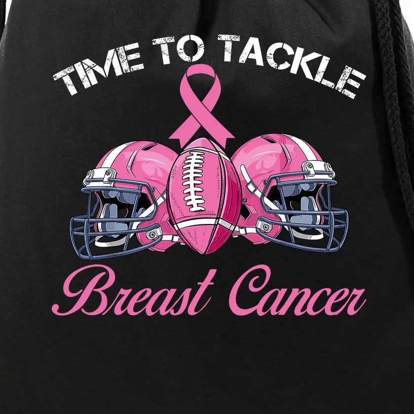 Football Survivor Time To Tackle Breast Cancer Awareness Drawstring Bag