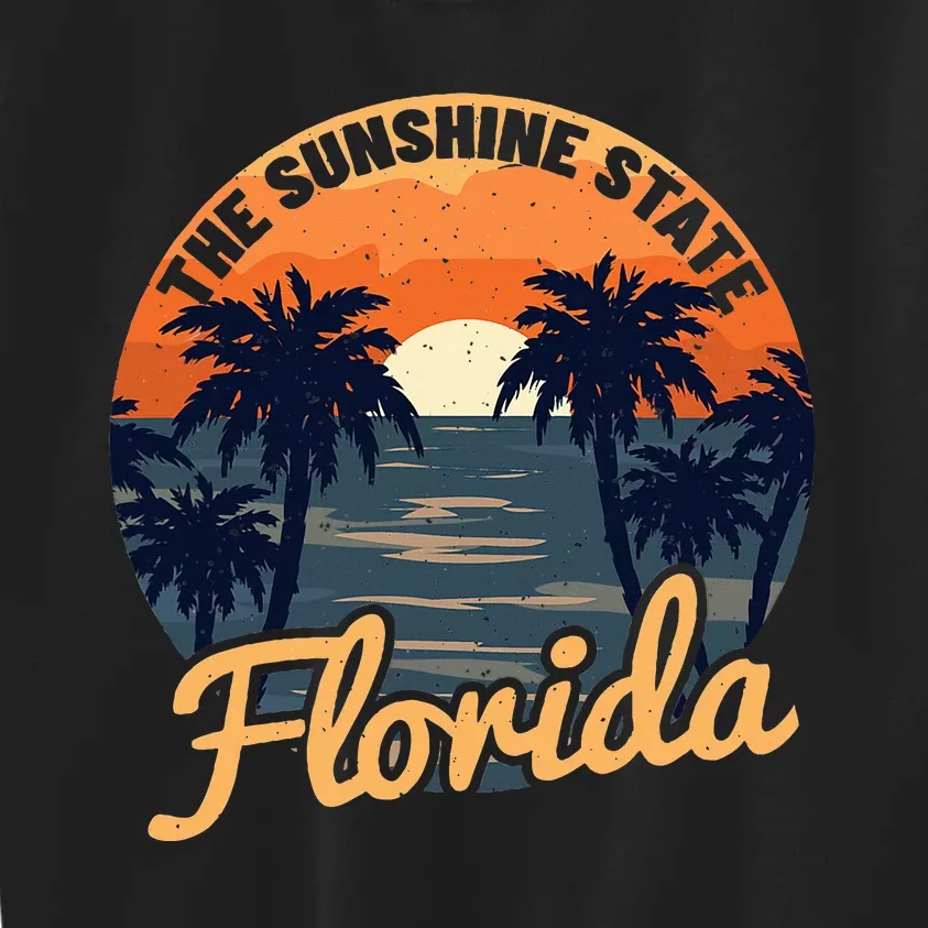 Florida Sunset Throwback Design Kids Sweatshirt