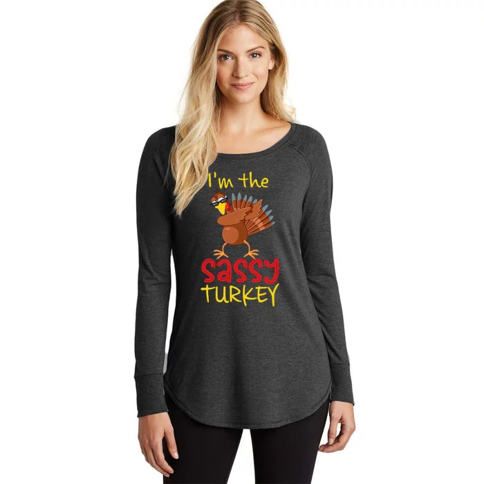 Funny Sassy Turkey Matching Family Group Thanksgiving Party Gift Women's Perfect Tri Tunic Long Sleeve Shirt