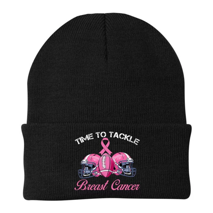 Football Survivor Time To Tackle Breast Cancer Awareness Knit Cap Winter Beanie