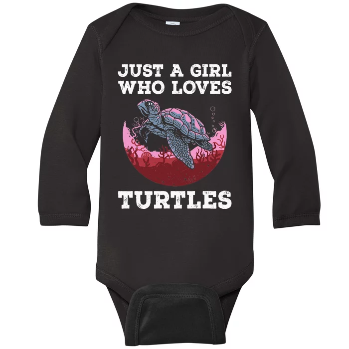 Funny Sea Turtle Design For  Turtle Lovers Baby Long Sleeve Bodysuit